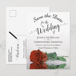 Romantische Rost Orange Rose Hochzeit speichern da Ankündigungspostkarte