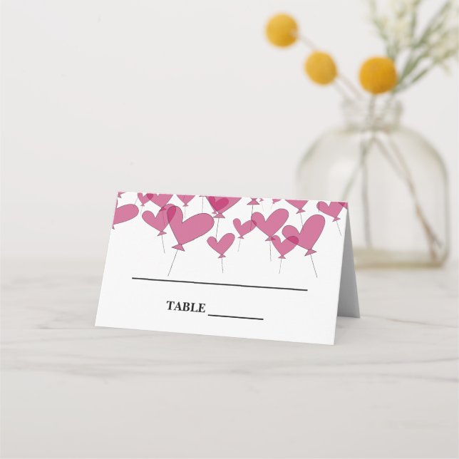 Romantische Rot-Herz-Ballon Thema Brauch Hochzeit Platzkarte (Vorderseite)