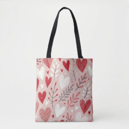 Romantische Rot-Rosa-Herzmuster-Tote-Tasche Tasche