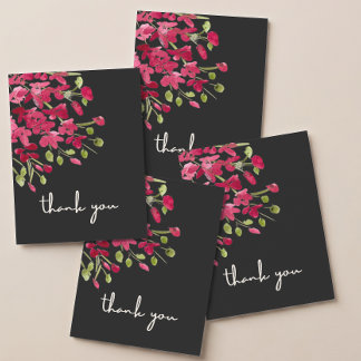 Romantische rote Aquarell-Wildblume Dankeskarte