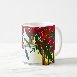 Romantische rote Aquarellrosen und Laterne Rustika Kaffeetasse