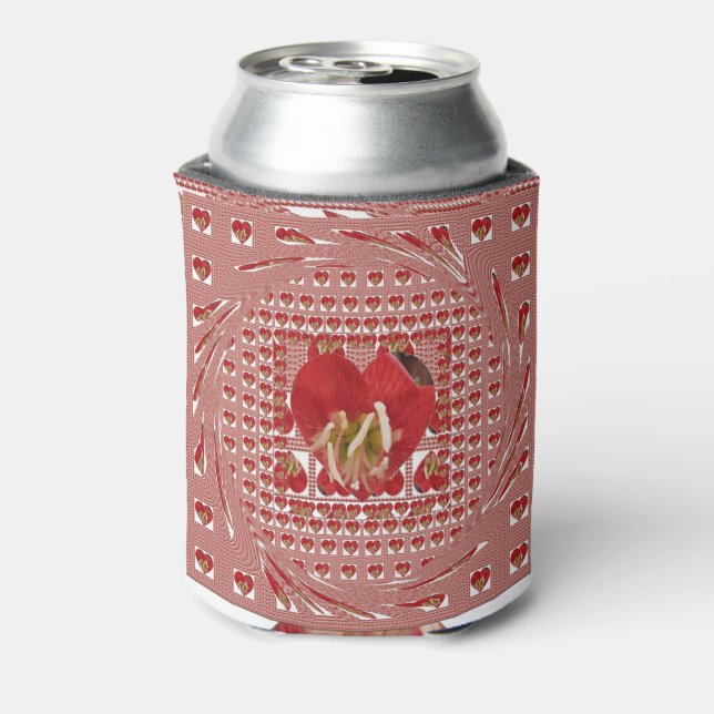 Romantische Rote Blume Herzdesign 4 Besondere Mome Dosenkühler (Kanne Rückseite)
