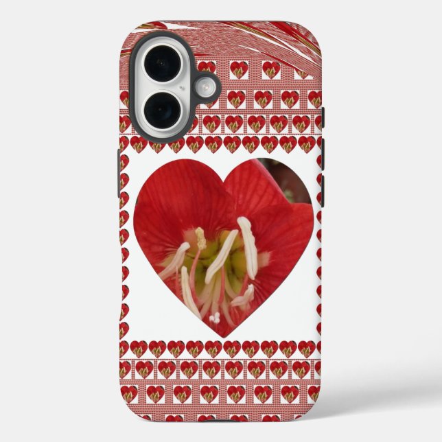 Romantische Rote Blume Herzdesign 4 Besondere Mome iPhone 16 Hülle (Rückseite)