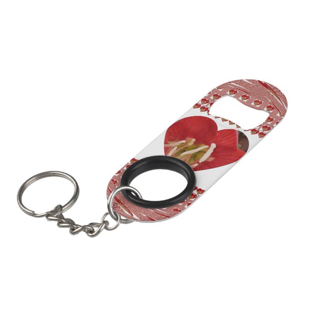 Romantische Rote Blume Herzdesign 4 Besondere Mome Mini Flaschenöffner (Vorderseite Schrägansicht)