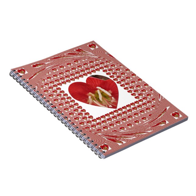 Romantische Rote Blume Herzdesign 4 Besondere Mome Notizblock (Rechte Seite)