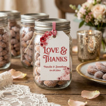 Romantische rote Blumen-Hochzeit Danke