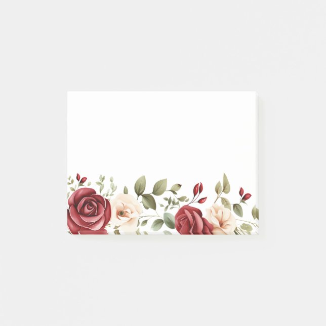 Romantische Rote Creme-Rose Hochzeit Post-it Klebezettel (Vorderseite)