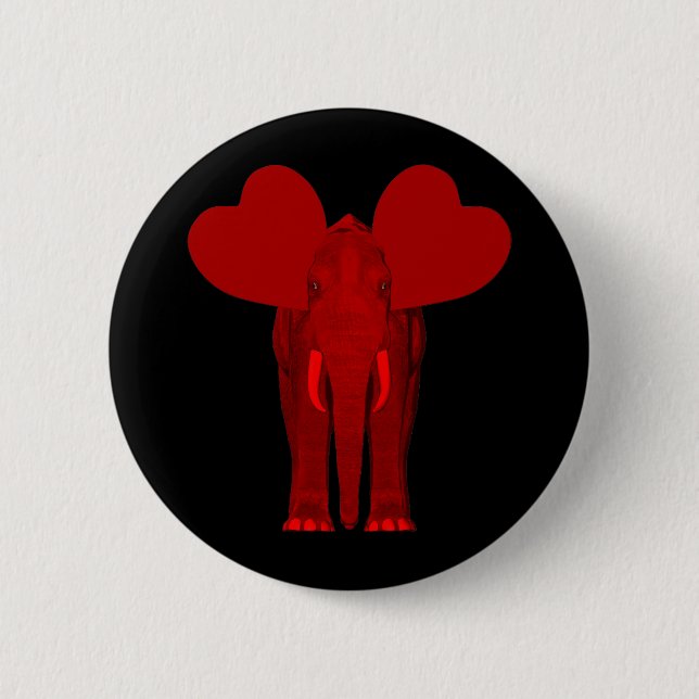 Romantische rote Elefant Button (Vorderseite)