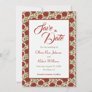 Romantische Rote Flora Hochzeit retten Datum Save The Date