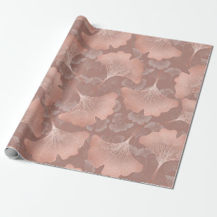 Romantische Röte Ginkgo Blätter Gold Botanik Geschenkpapier