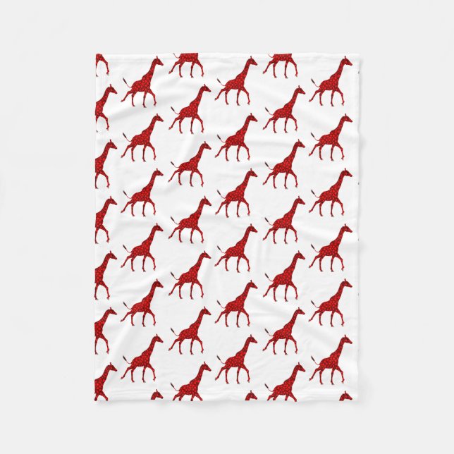 Romantische Rote Giraffe getechtes Muster Fleecedecke (Vorderseite)