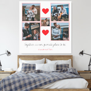 Romantische Rote Herzen Couple FotoCollage Leinwanddruck