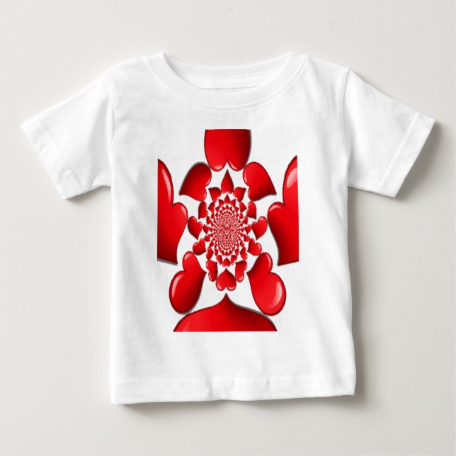 Romantische rote Herzen Muster Kunst drucken Baby T-shirt (Vorderseite)