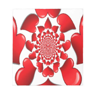 Romantische rote Herzen Muster Kunst drucken Notizblock