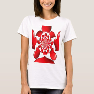Romantische rote Herzen Muster Kunst drucken T-Shirt