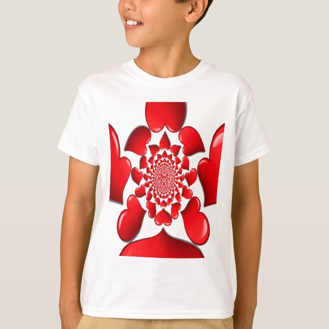 Romantische rote Herzen Muster Kunst drucken T-Shirt (Vorderseite)