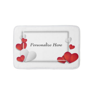 Romantische rote Herzen Valentine personalisieren Badematte