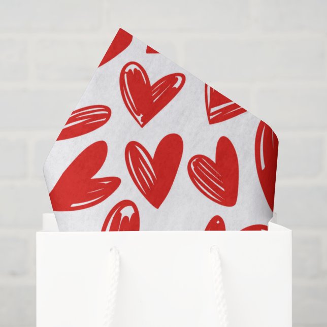 Romantische Rote Liebe Herz Muster Valentinstag Seidenpapier (Geschenk Tasche)