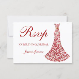 Romantische Rote Liebe Herzkleid Bridal Geburtstag RSVP Karte