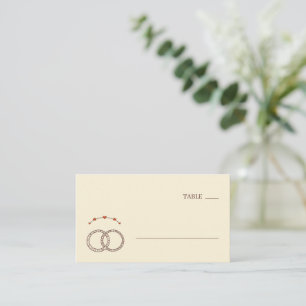 Romantische rote minimalistische Ringe Platzkarte
