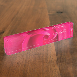 Romantische rote rosa Rose personalisierte Namensp Namensplakette