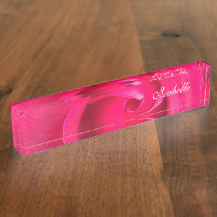Romantische rote rosa Rose personalisiertes Namens Namensplakette