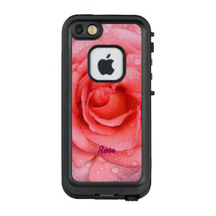 Romantische rote rosa Rosen-Wassertropfen personal LifeProof FRÄ’ iPhone SE/5/5s Hülle