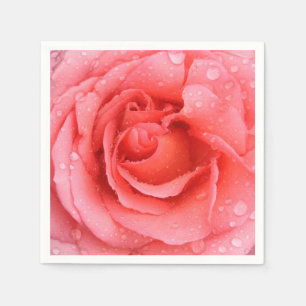 Romantische rote rosa Rosen Wassertropfen Serviette
