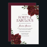 Romantische Rote Rose 40 & Fabulous 40. Geburtstag Einladung<br><div class="desc">Romantische Rote Rose 40. Geburtstagsfeier Einladung Siehe Matching Kollektion im Shop</div>