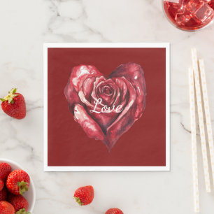 Romantische Rote Rose Blume Hochzeit Serviette