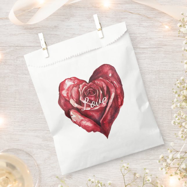 Romantische Rote Rose Blumenkohl Hochzeit Geschenktütchen (Ausgeschnitten)