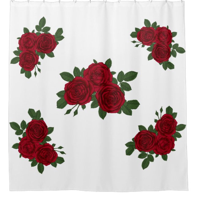 Romantische Rote Rose Duschvorhang - (Vorderseite)