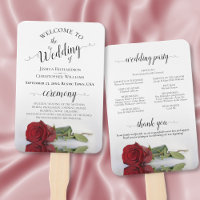 Romantische Rote Rose Elegantes Hochzeitsprogramm