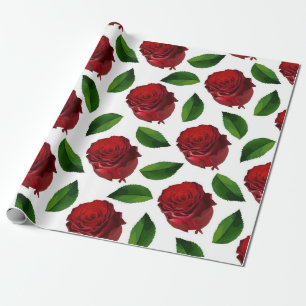 Romantische rote Rose Floral Botanisch Geschenkpapier