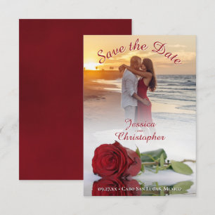 Romantische Rote Rose Foto Overlay Roter Text Hoch Save The Date