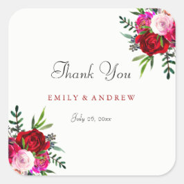 Romantische Rote Rose Hochzeit Dankeschön Sticker