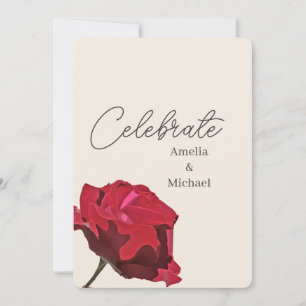 Romantische Rote Rose Hochzeit Einladung