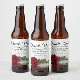 Romantische Rote Rose Hochzeit Vielen Dank Bierflaschenetikett