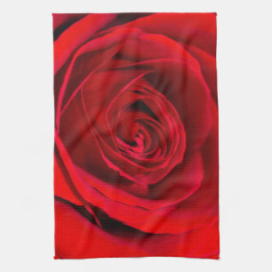 Romantische rote Rose in voller Blüte Geschirrtuch