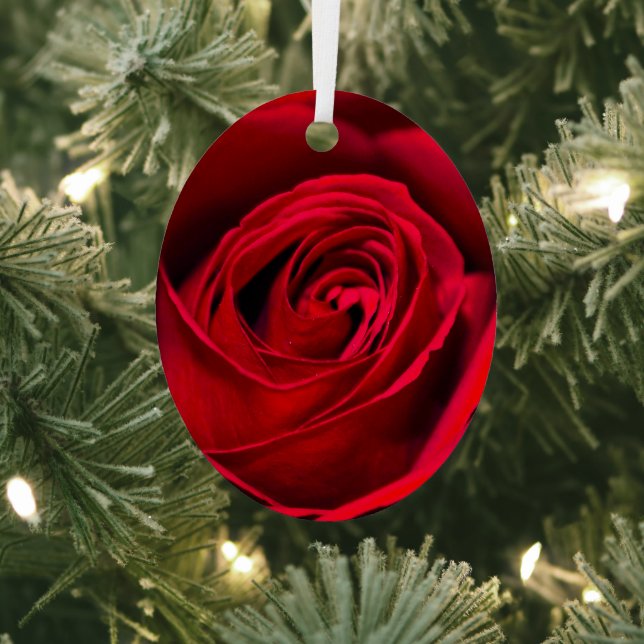 Romantische Rote Rose in voller Blüte Ornament Aus Metall (InSitu)