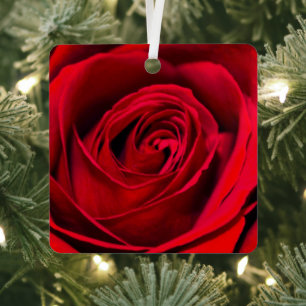 Romantische Rote Rose in voller Blüte Ornament Aus Metall