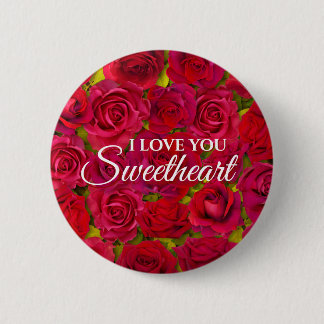 Romantische rote Rose Liebesbotschaft Button