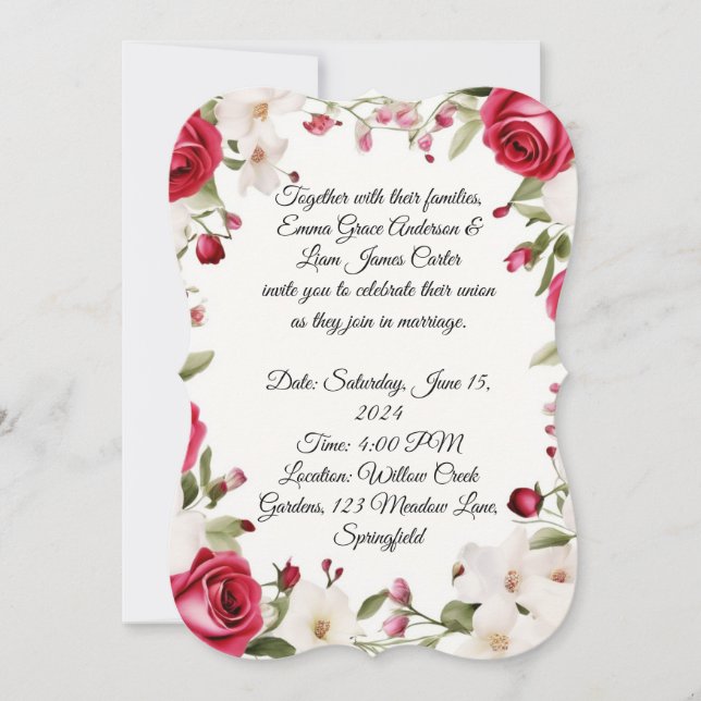 Romantische Rote Rose & Lily der Hochzeit im Tal (Vorderseite)