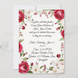 Romantische Rote Rose & Lily der Hochzeit im Tal Einladung