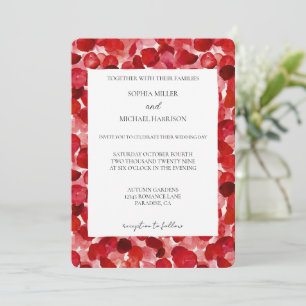 Romantische Rote Rose Petals Floral Wedding Einladung
