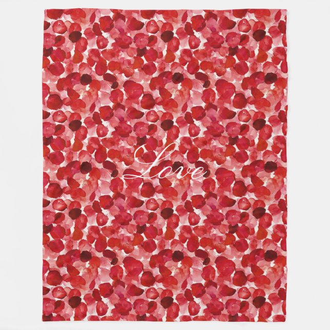 Romantische Rote Rose Petals florale Liebe Fleecedecke (Vorderseite)