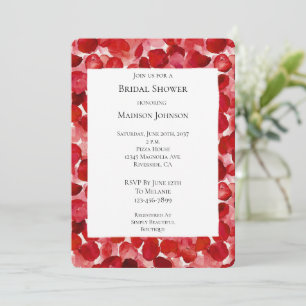 Romantische Rote Rose Petals florales Brautparty Einladung