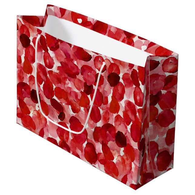 Romantische Rote Rose Petals florales Brautparty Große Geschenktüte (Vorderseite Schrägansicht)