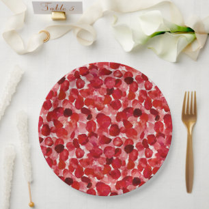 Romantische Rote Rose Petals florales Brautparty Pappteller