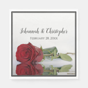 Romantische Rote Rose Reflektionen Hochzeitsfeier Serviette